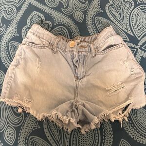 Distressed Light Blue Denim Shorts